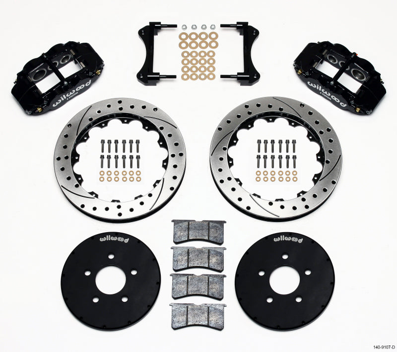Wilwood Narrow Superlite 6R Front Hat Kit – 12.88-inch Drilled Rotors for 1994-2004 Ford Mustang