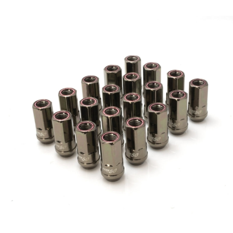 Wheel Mate Muteki HR50 Open End Lug Nuts - Titanium Chrome with Red Ring, 14x1.50 Thread Size