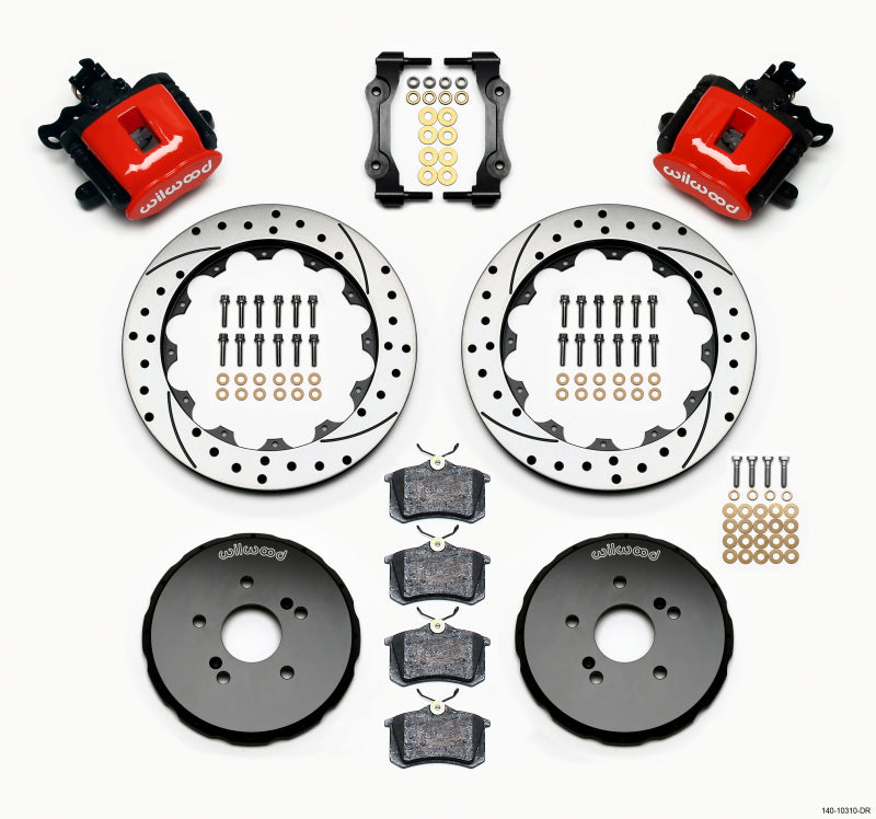 Wilwood Combination Parking Brake Rear Kit 12.88in Drilled Red for Honda S2000 (Part #140-10310-DR)