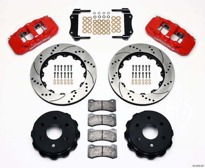 Wilwood AERO4 Rear Truck Brake Kit 14.25-inch Drill Red for 1999-2010 GM Sierra 1500
