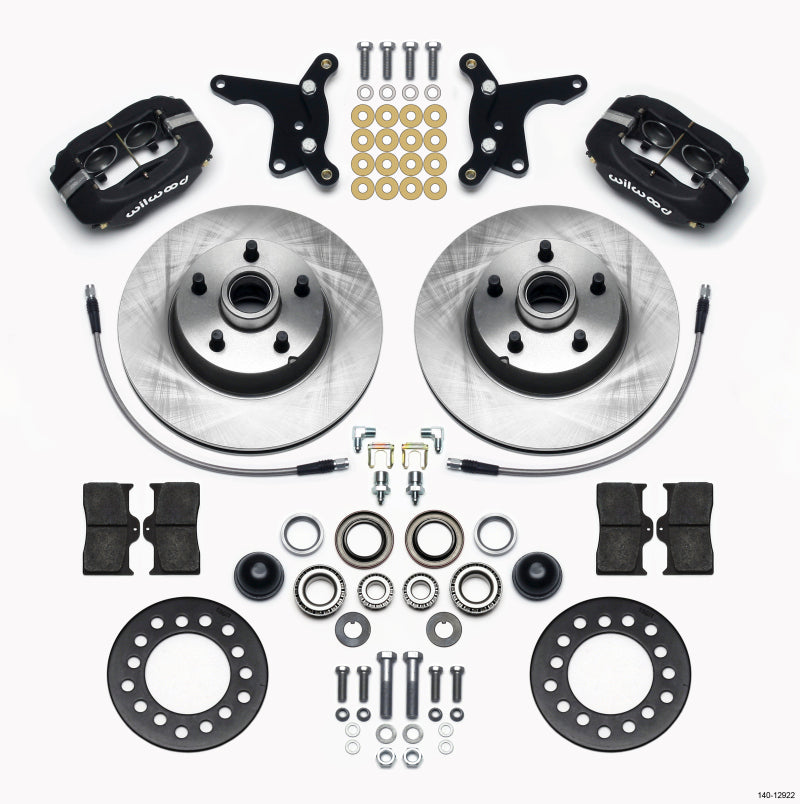 Wilwood Forged Dynalite Front Disc Brake Kit for Ford 1954-1956 with 11.28-inch Rotors and Hub Assembly
