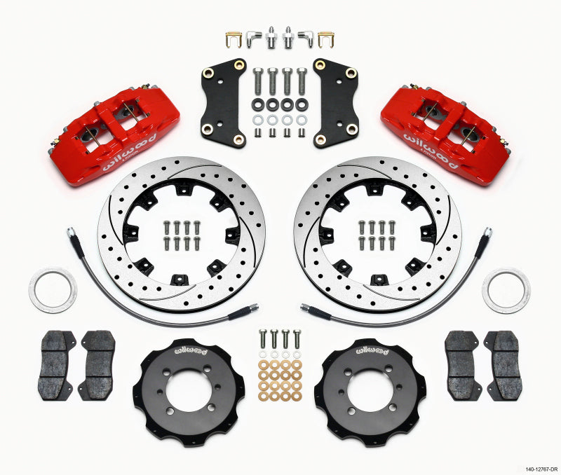 Wilwood Dynapro 6 Front Hat Kit with 12.19-Inch Rotors for 2012-2013 Fiat 500 – Red Finish