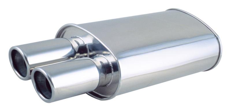 Vibrant StreetPower Round Muffler Part Number 1117 – 2.25 Inch Inlet and Outlet, 14 Inch Length