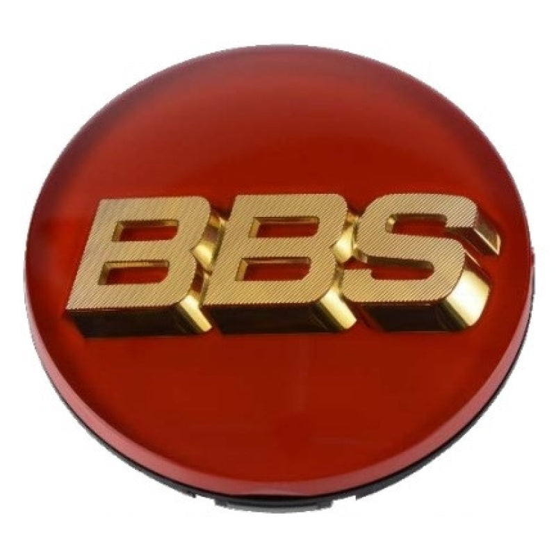 BBS Center Cap - 70mm Red with Gold 3D Logo (4-Tab) for Automotive Wheels
