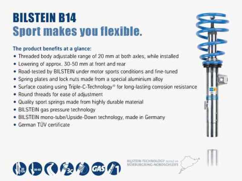 Bilstein B14 (PSS) Suspension Kit for Volkswagen and Audi Models - Adjustable Ride Height
