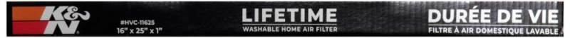 K&N HVAC Filter – 16 x 25 x 1, Washable and Reusable Pleated Synthetic Filter Media, MERV 11 Rating