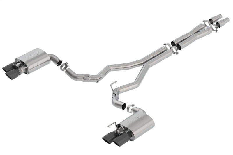 Borla ATAK Cat-Back Exhaust System for 2018-2023 Ford Mustang GT with Active Exhaust Valves – 3 Inch Diameter with Black Chrome Tips