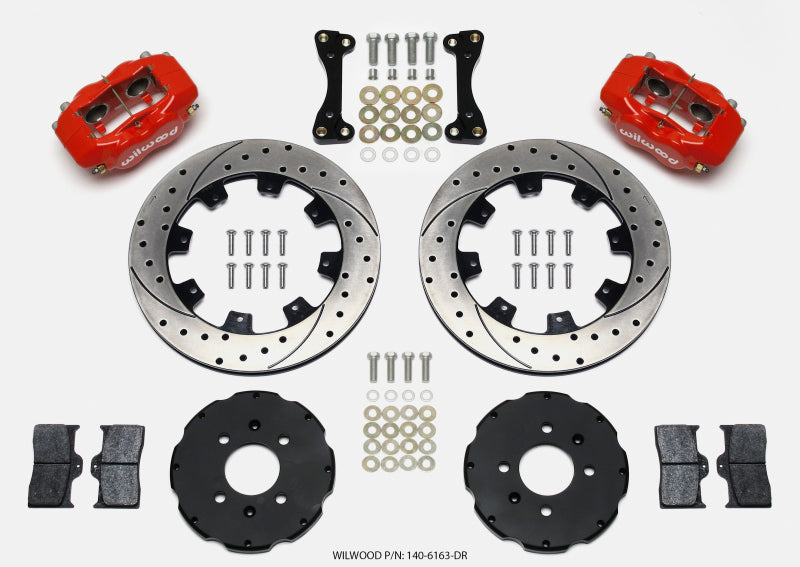 Wilwood Forged Dynalite Front Hat Kit 12.19 inch Drilled Red for 1990-1992 Acura Integra with 262mm Disc