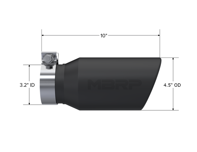 MBRP Universal Exhaust Tip 4.5 inch Outer Diameter, Black Coated, Angled Cut Rolled End - Part Number T5196BLK