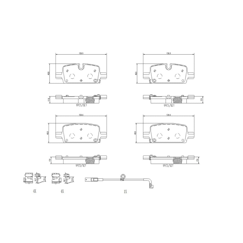 Brembo OE Rear Ceramic Brake Pad for 2021-2024 Cadillac Escalade, Suburban, Tahoe, Yukon, Yukon XL