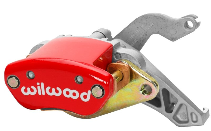 Wilwood MC4 Mechanical Parking Brake Caliper - Right Hand, Red with Logo, 1.19-inch Piston, Compatible with 11-12.88-inch Rotors