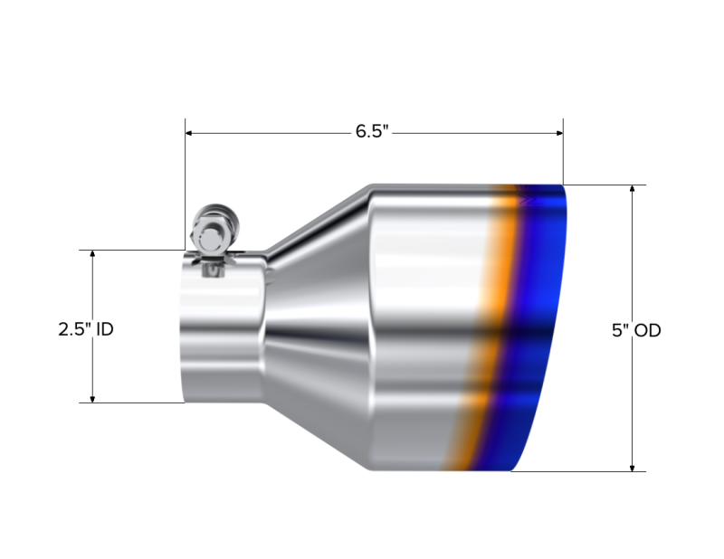 MBRP Burnt End Exhaust Tip 2.5 Inch Inlet - 5 Inch Outlet - T304 Stainless Steel Universal Fit