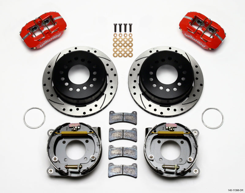 Wilwood Dynapro Low-Profile 11-Inch P-Brake Kit with Red Calipers for Chevy 12 Bolt Axle - Part Number 140-11398-DR