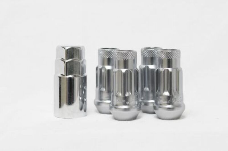 Wheel Mate 14x1.50 Monster Lug Satin Silver Locking Lug Nut Set of 4
