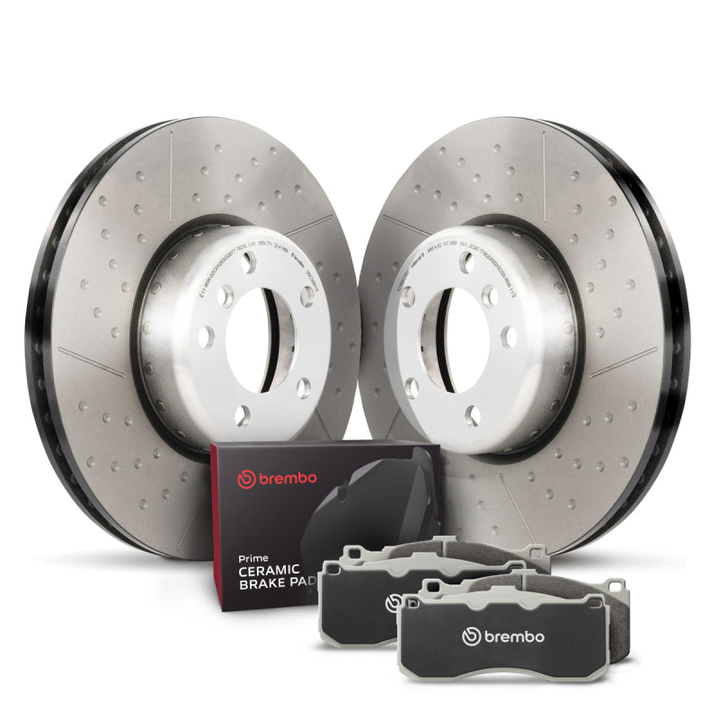 Brembo OE 12-15 BMW 328i Front Disc Brake Kit with Prime Ceramic Brake Pads and Pillar Venting Technology