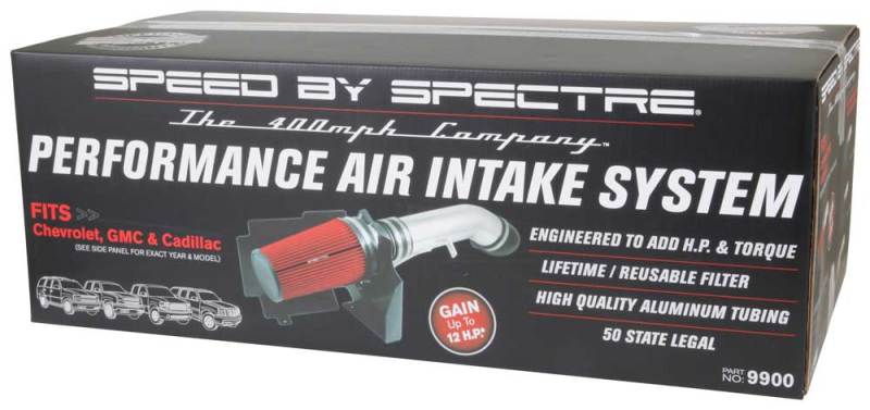 Spectre 99-07 GM Truck V8-4.8/5.3/6.0L F/I Air Intake Kit - Clear Anodized with Red Filter