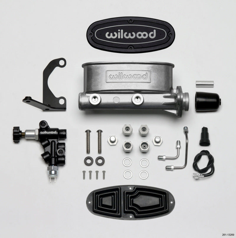 Wilwood HV Tandem Master Cylinder Kit with Combination Proportioning Valve – 1 Inch Bore, Black E-Coat Finish