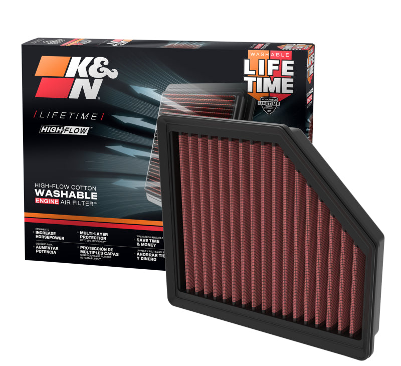 K&N 33-3174 High-Flow Replacement Air Filter for Nissan Rogue and Mitsubishi Outlander 1.3L L4 F/I