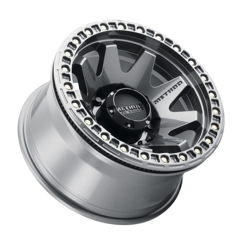 Method MR108 17x9 Inch Beadlock Wheel with Titanium Finish - 8x6.5 Bolt Pattern, -44mm Offset, 130.81mm Hub Bore