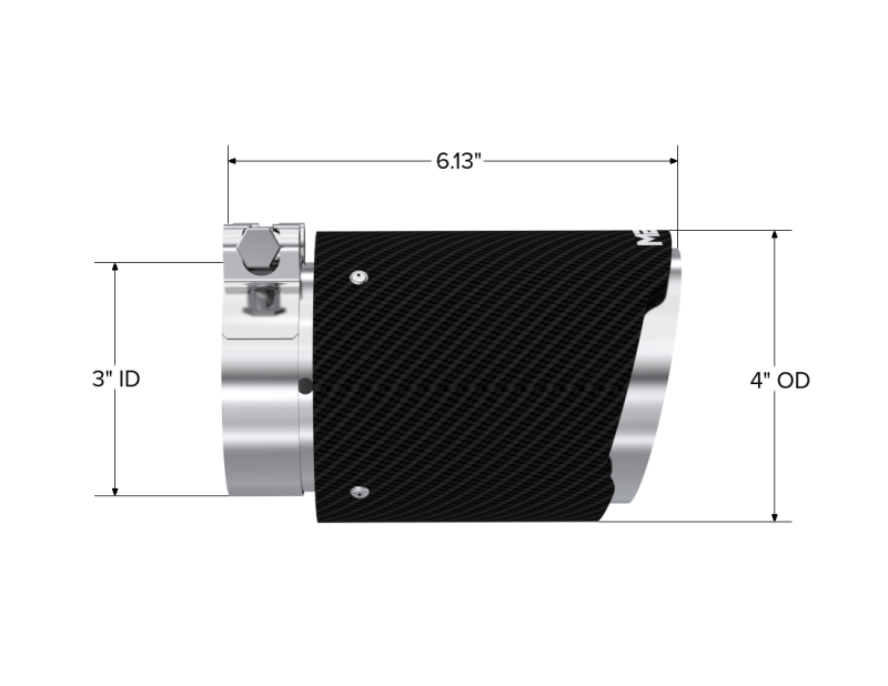 MBRP Universal Carbon Fiber Exhaust Tip 3-inch Inlet / 4-inch Outlet, Dual Wall, Angle Cut