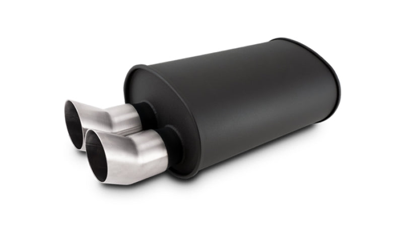 Vibrant Streetpower Flat Black Muffler with Dual DTM Tips and 3-inch Inlet - Part #12336