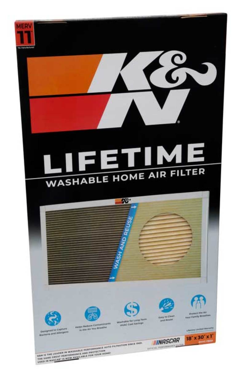 K&N HVAC Filter 18 x 30 x 1 - Reusable Pleated Synthetic Air Filter with MERV 11 Rating