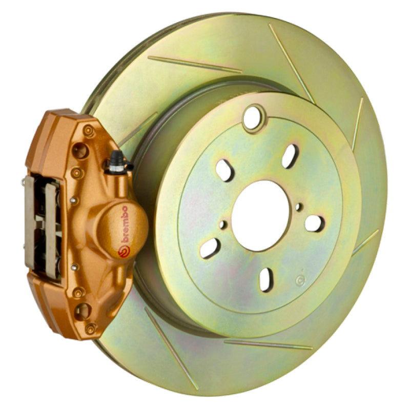 Brembo 12-16 FRS Exc with Electric Parking Brake Rear GT Big Brake Kit – Cast 2-Piece, 316x20 mm Rotor, Slot Type, Gold Finish