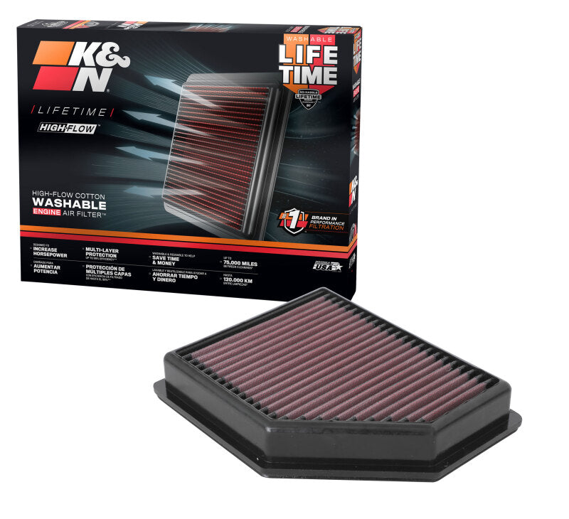 K&N Engineering 33-5110 High-Flow Replacement Air Filter for Nissan Sentra 2.0L L4 (2020-2023)