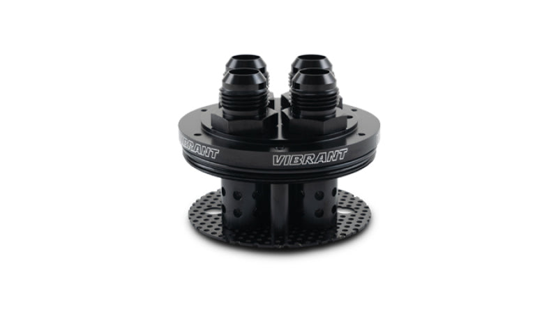 Vibrant 4-Port Catch Can Lid Assembly – Aluminum, Black Anodized, Thread-On Configuration