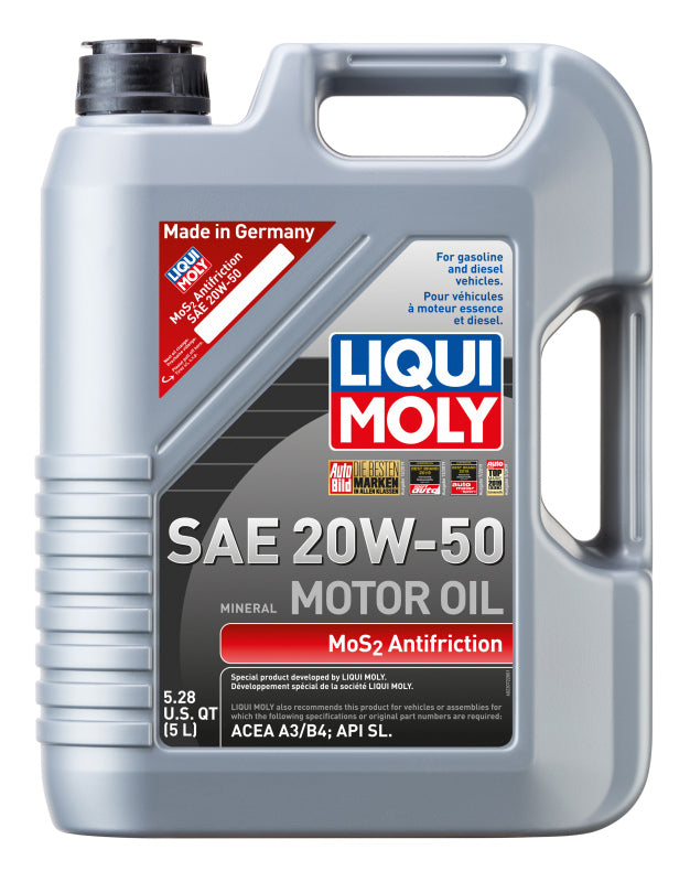 LIQUI MOLY 5L MoS2 Anti-Friction Motor Oil 20W50 for Classic and Older Engines