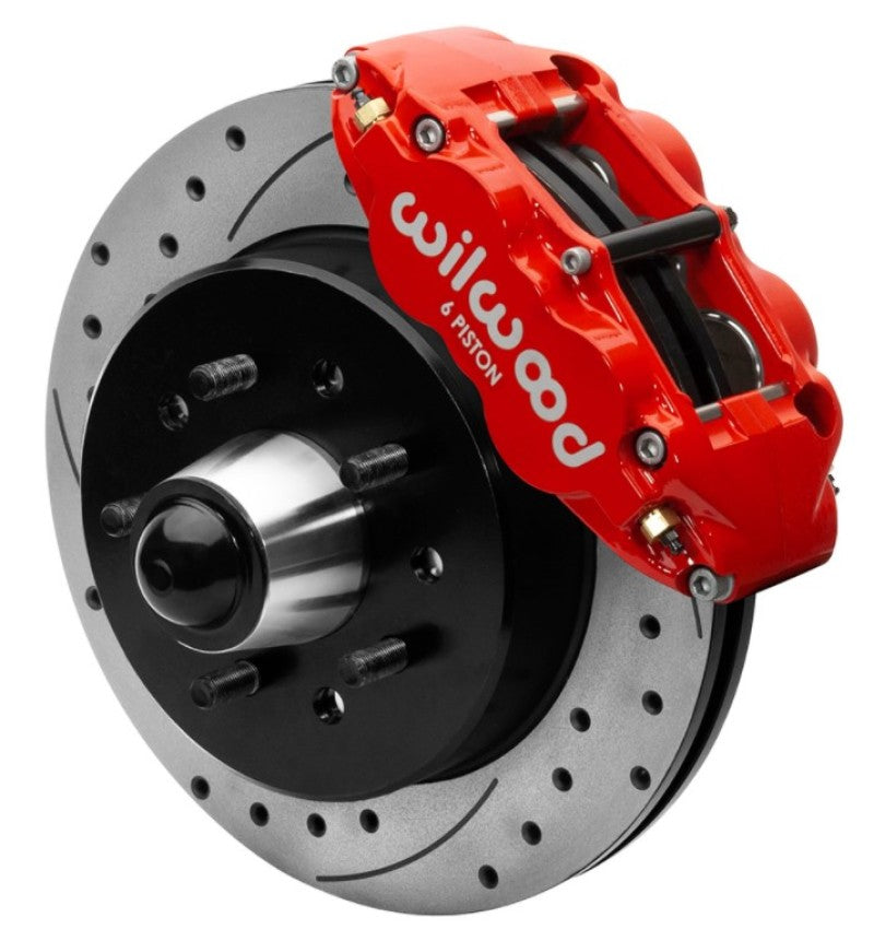 Wilwood Forged Narrow Superlite 6R Front Big Brake Kit with 12.19-Inch Drilled Rotors for 1988-1998 C1500 Pickup - Red