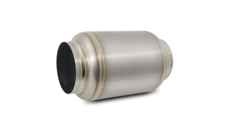 Vibrant Performance Titanium Race Muffler with Natural Tip - 4 Inch Inlet and Outlet, 5.875 Inch Diameter