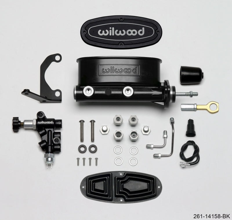 Wilwood HV Tandem Master Cylinder Kit with Proportioning Valve for Early Ford Mustang, 15/16 Inch Bore, Black Finish