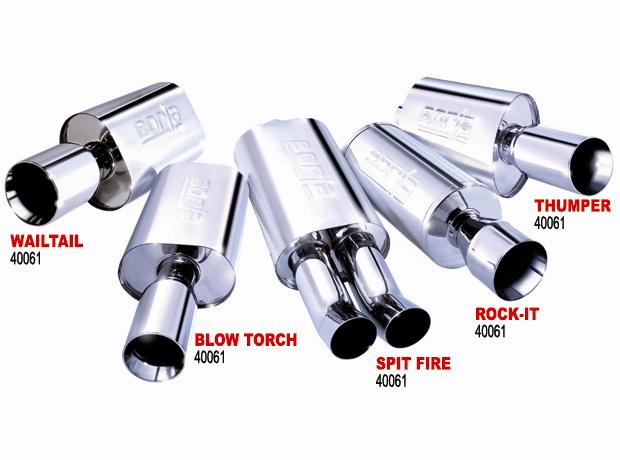 Borla Boomer Muffler Thumper Oval 2-1/4 Inch Inlet with 4-Inch Round Tip