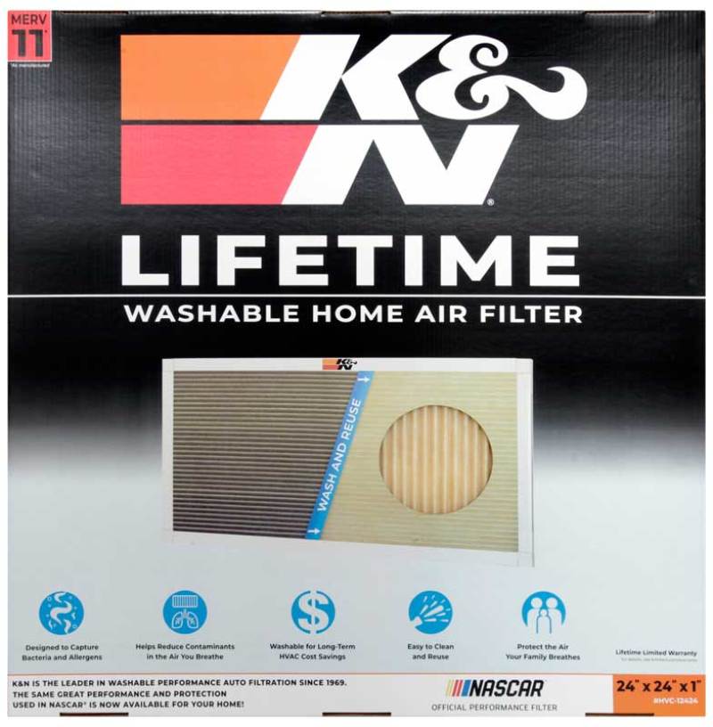K&N Engineering 24 x 24 x 1 Reusable HVAC Filter with MERV 11 Rating