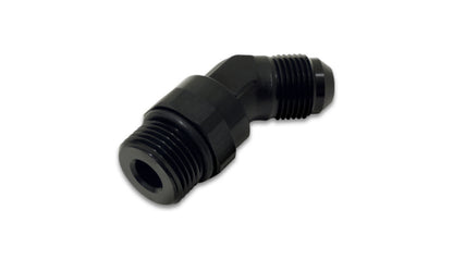 Vibrant -6AN Male Flare to Male -6AN ORB Swivel 45 Degree Adapter Fitting in Black Anodized Aluminum