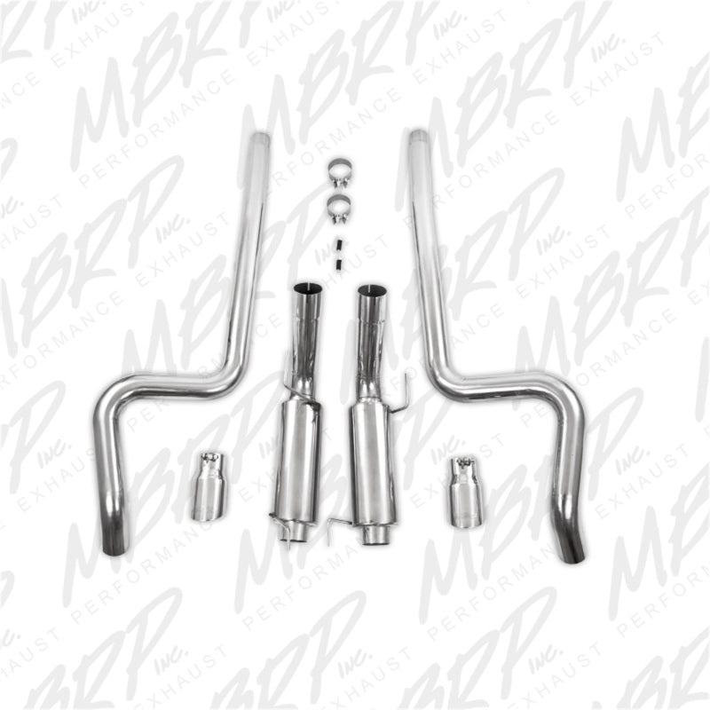 MBRP Armor Plus Series Dual Split Rear Race Exhaust System for Ford Mustang 2005-2010 with 4-inch Tips