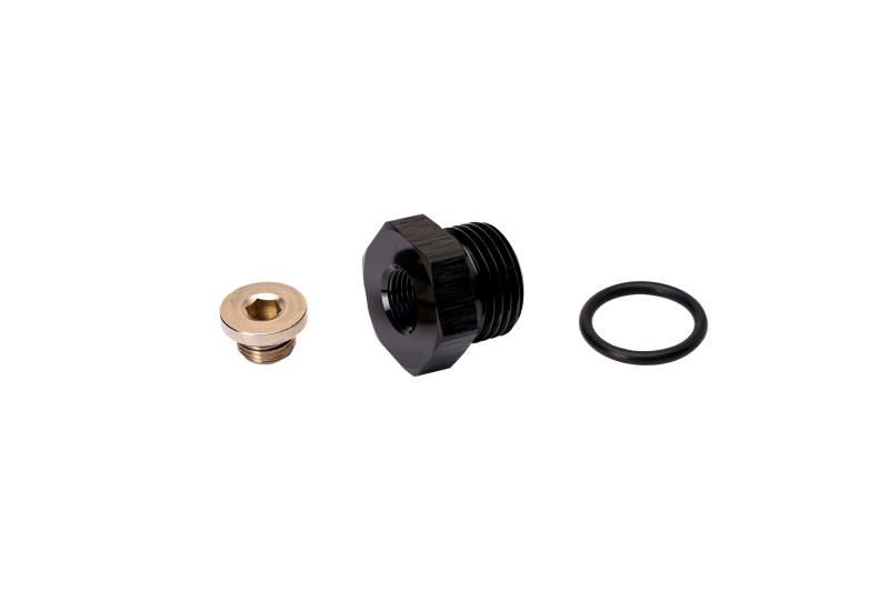 Fleece Performance Universal 3/4-16 O-Ring to 1/8 NPT Adapter with Stainless Steel Plug