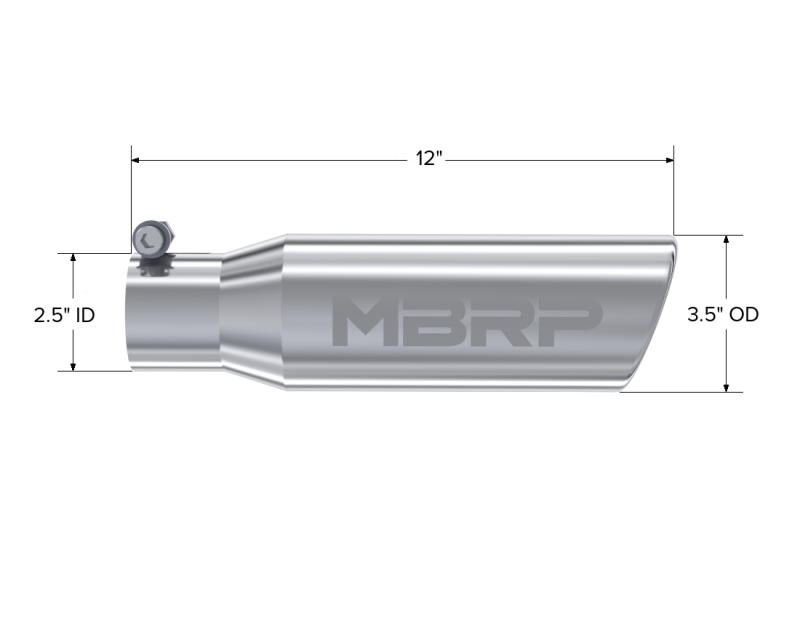 MBRP Armor Pro Exhaust Tip 3 Inch O.D. Angled Rolled End for Universal Fit