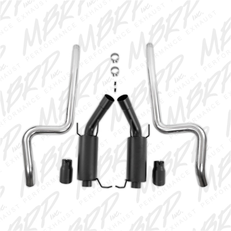MBRP Armor BLK Series Cat Back Exhaust System for Ford Mustang 2011-2014 – Dual Split Rear Exit with Black Coating and 4-Inch Tips