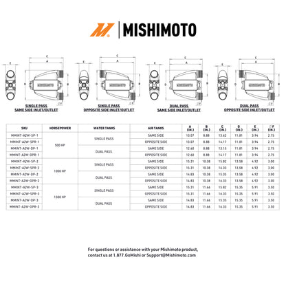 Mishimoto Universal Air-to-Water Intercooler Dual Pass for Up to 1500 HP - Opposite Side Inlet/Outlet