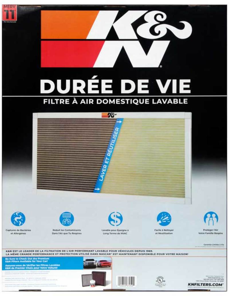 K&N Engineering HVAC Filter 24 x 30 x 1 – Washable and Reusable Pleated Synthetic Air Filter with MERV 11 Rating