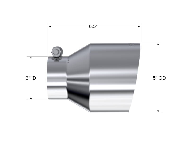 MBRP Universal T304 Stainless Steel Exhaust Tip, 3 inch Inlet / 5 inch Outlet, Angle Cut, Single Wall