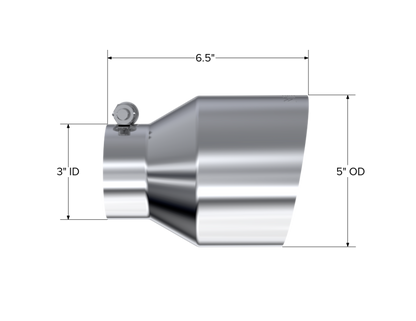 MBRP Universal T304 Stainless Steel Exhaust Tip, 3 inch Inlet / 5 inch Outlet, Angle Cut, Single Wall