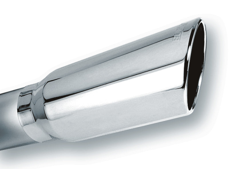 Borla 4-Inch Inlet, 5-Inch Round Rolled Edge Exhaust Tip with Clamp - 14 Inches Long