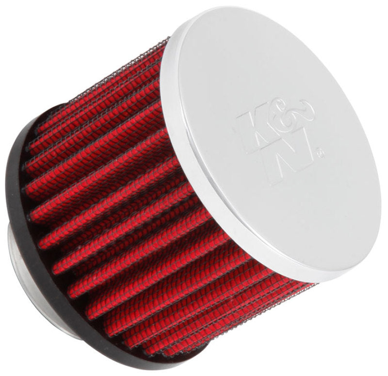 K&N Engineering 62-1440 Chrome and Black Rubber Crankcase Vent Filter – 2.5 Inch Height, 3 Inch Outer Diameter, Clamp-On Design