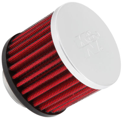 K&N Engineering 62-1440 Chrome and Black Rubber Crankcase Vent Filter – 2.5 Inch Height, 3 Inch Outer Diameter, Clamp-On Design