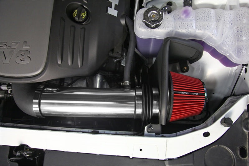 Spectre 11-17 Dodge Challenger/Charger 5.7L V8 Air Intake Kit – Polished Aluminum with Red Reusable Filter