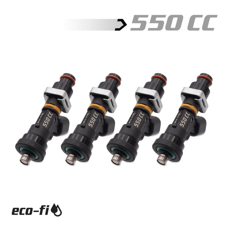 BLOX Racing Eco-Fi Street Fuel Injectors 550cc/min for Honda B/D/H Series (Set of 4) with 1/2 Inch Adapters
