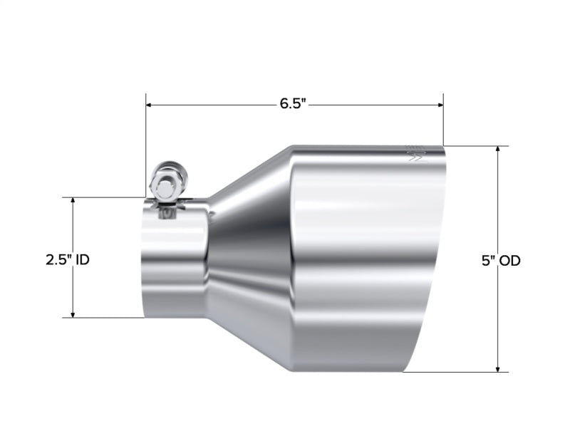 MBRP Universal T304 Stainless Steel Exhaust Tip 2.5-inch Inlet, 5-inch Outlet, 6.5-inch Length